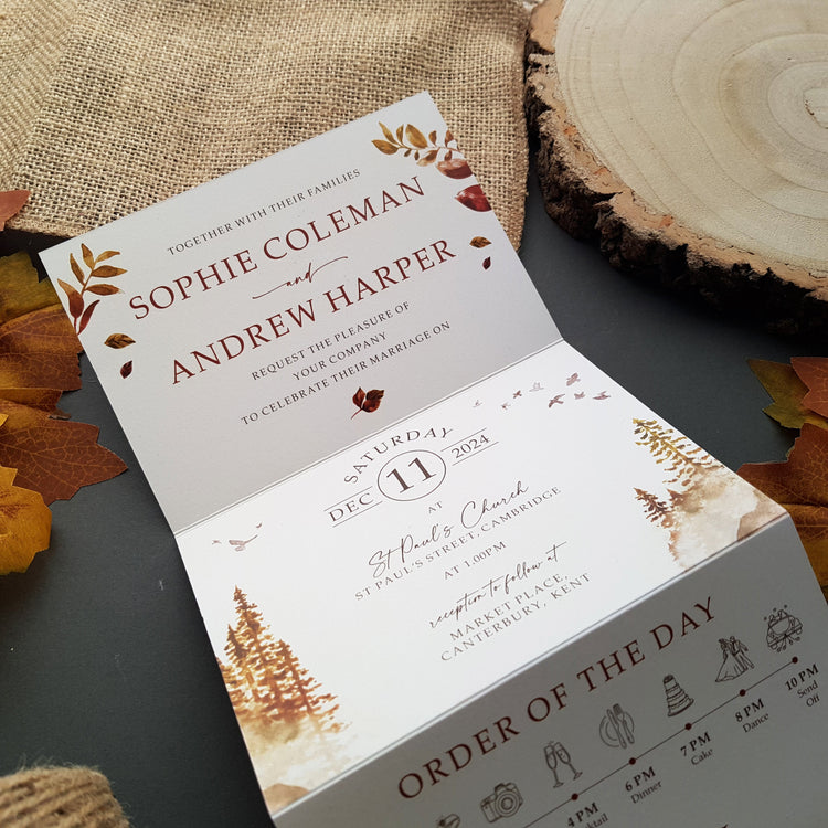 Autumn Woodland Wedding Invitations Sample