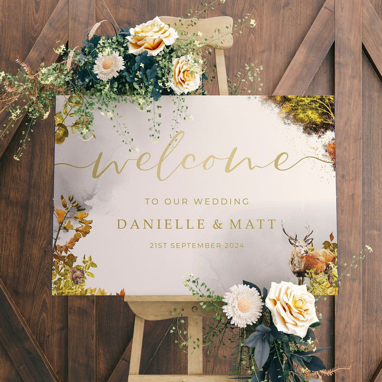 Autumn Woodland Wedding Welcome Sign