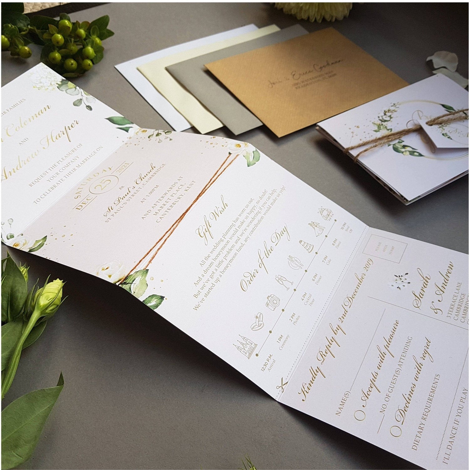 Be Our Guest White Floral Concertina Wedding Invitations