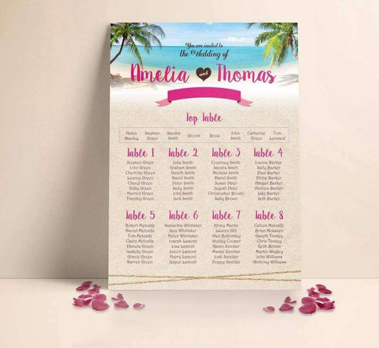 Beach Pink Wedding Table plan Seating Planner