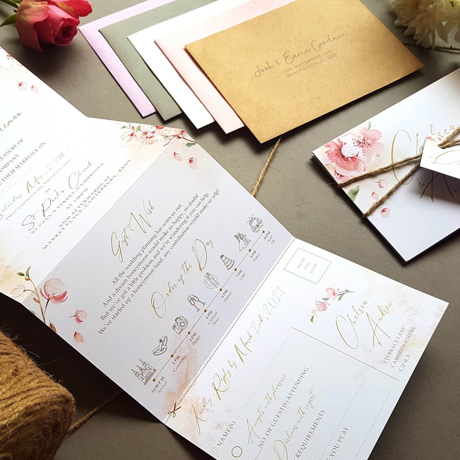 Blossom Concertina Wedding Invitations