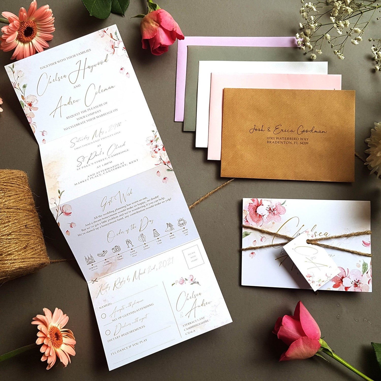 Blossom Concertina Wedding Invitations