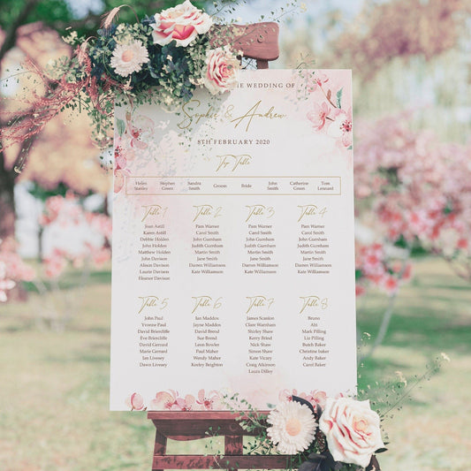 Blossom Wedding Seating Chart Table Plan
