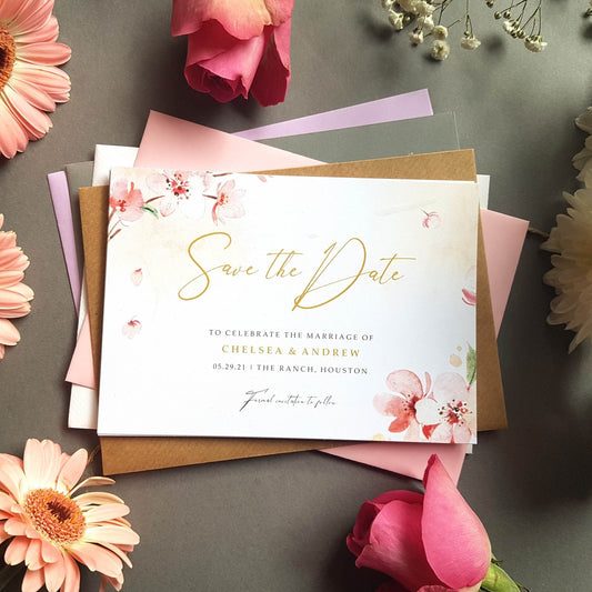 Blossom save the date cards