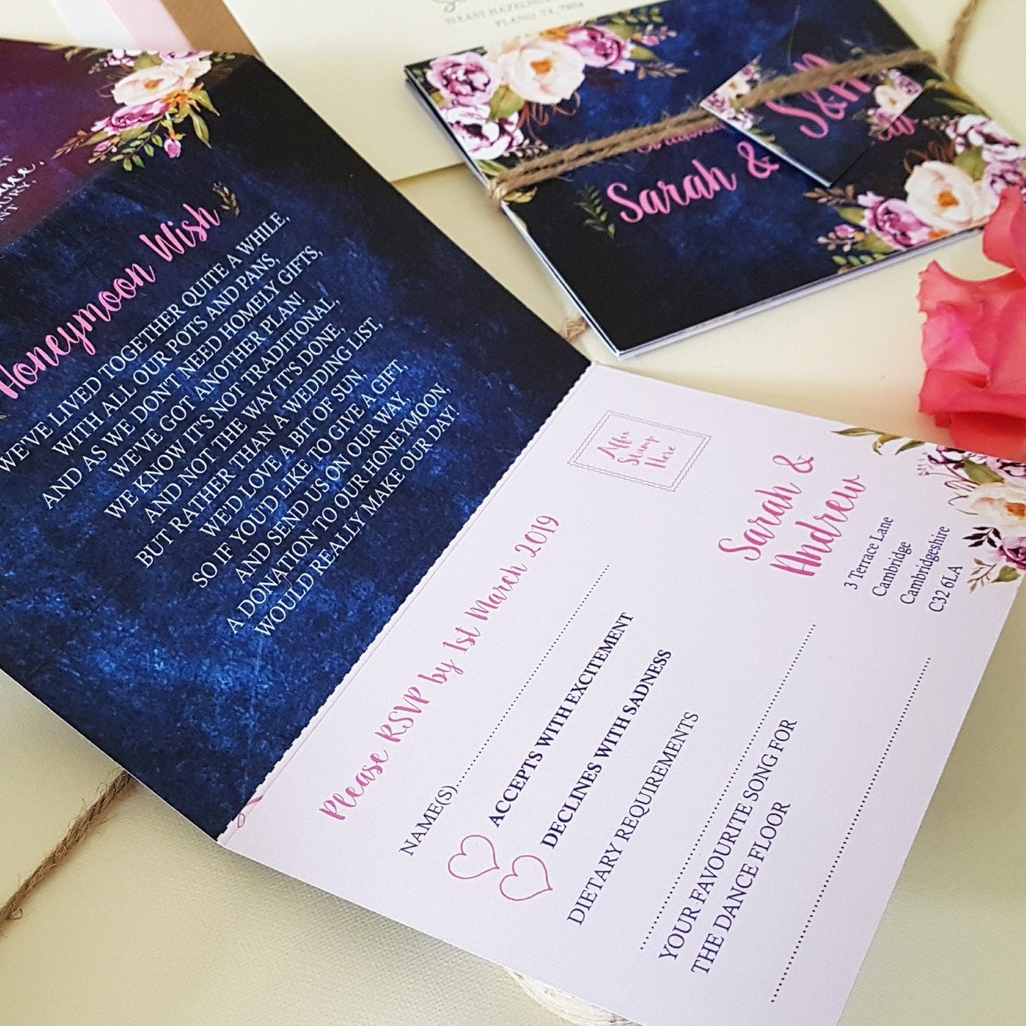 Blue Floral Wedding Invitations