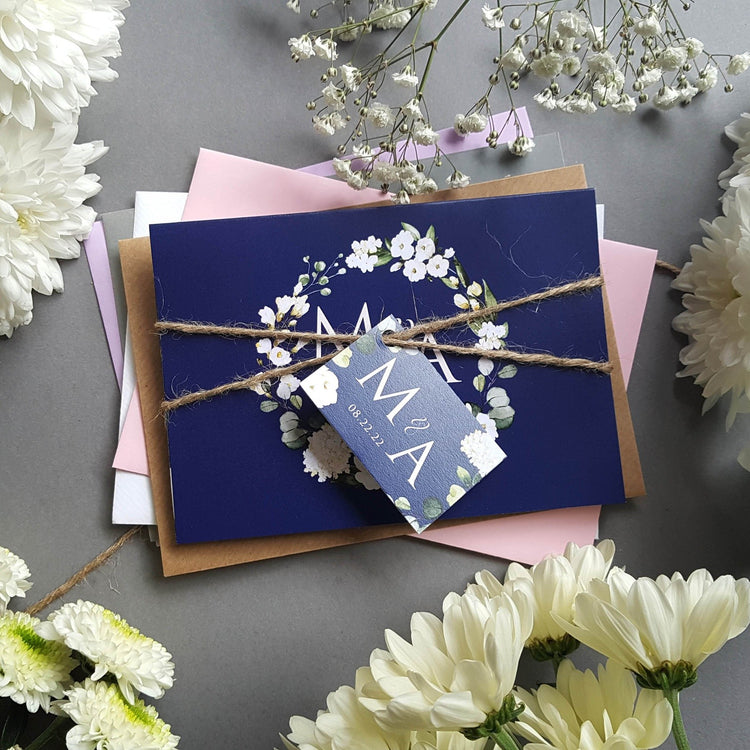 Blue & White Floral Wedding Invitations