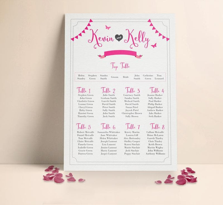 Blush Bunting Wedding Table plan Seating Planner