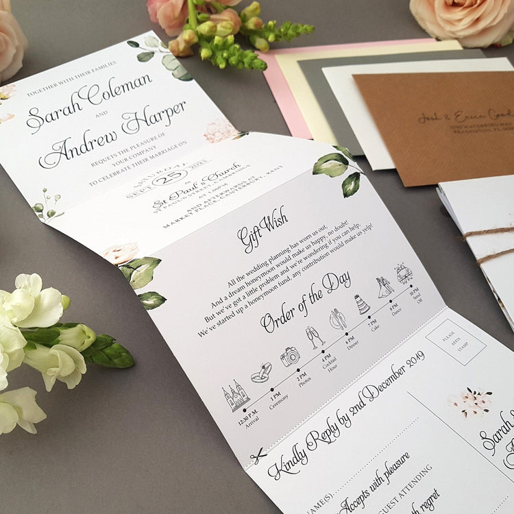 Blush Floral & Greenery Wedding Invitations