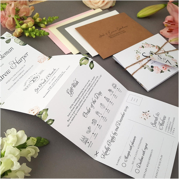 Blush Floral & Greenery Wedding Invitations