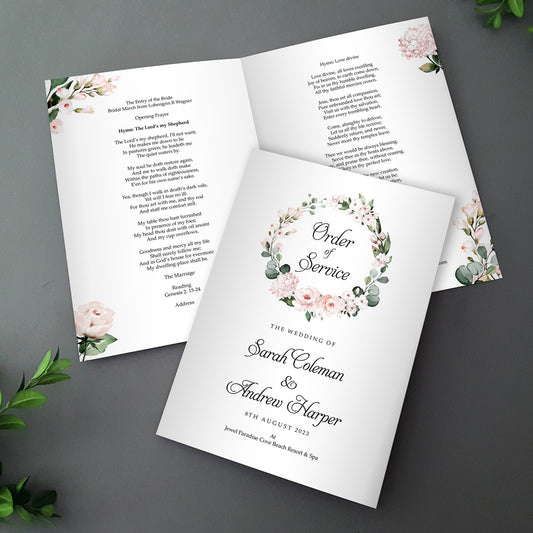 Blush Floral Order of Service