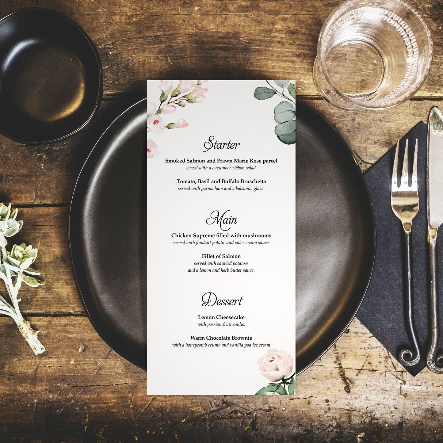 Blush Floral Personalised Wedding Menus