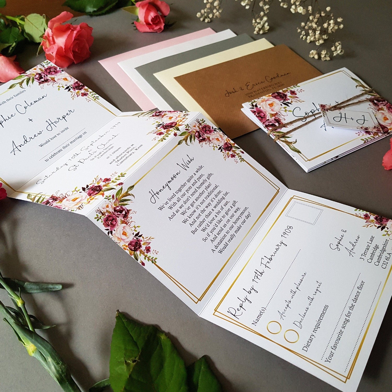 Blush Floral Wedding Invitations