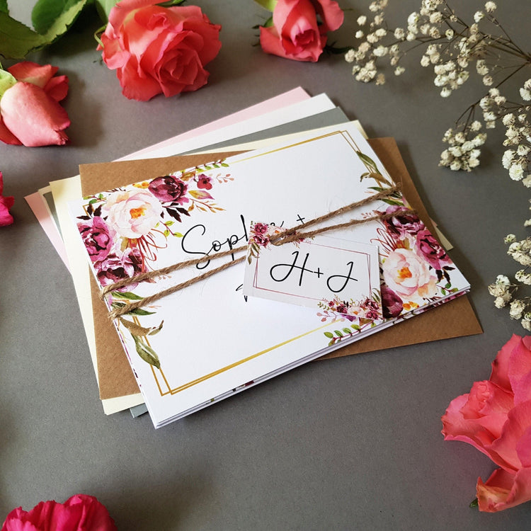 Blush Floral Wedding Invitations