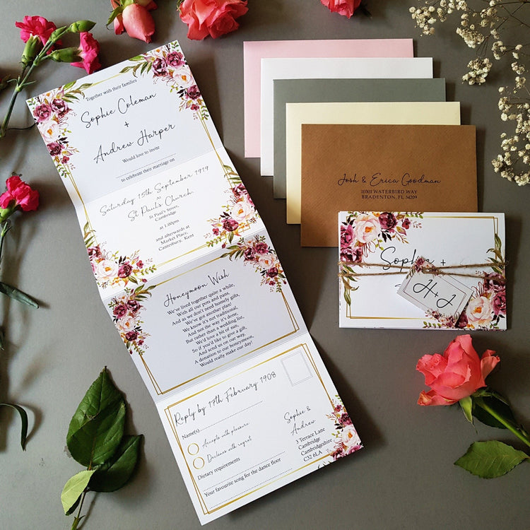 Blush Floral Wedding Invitations