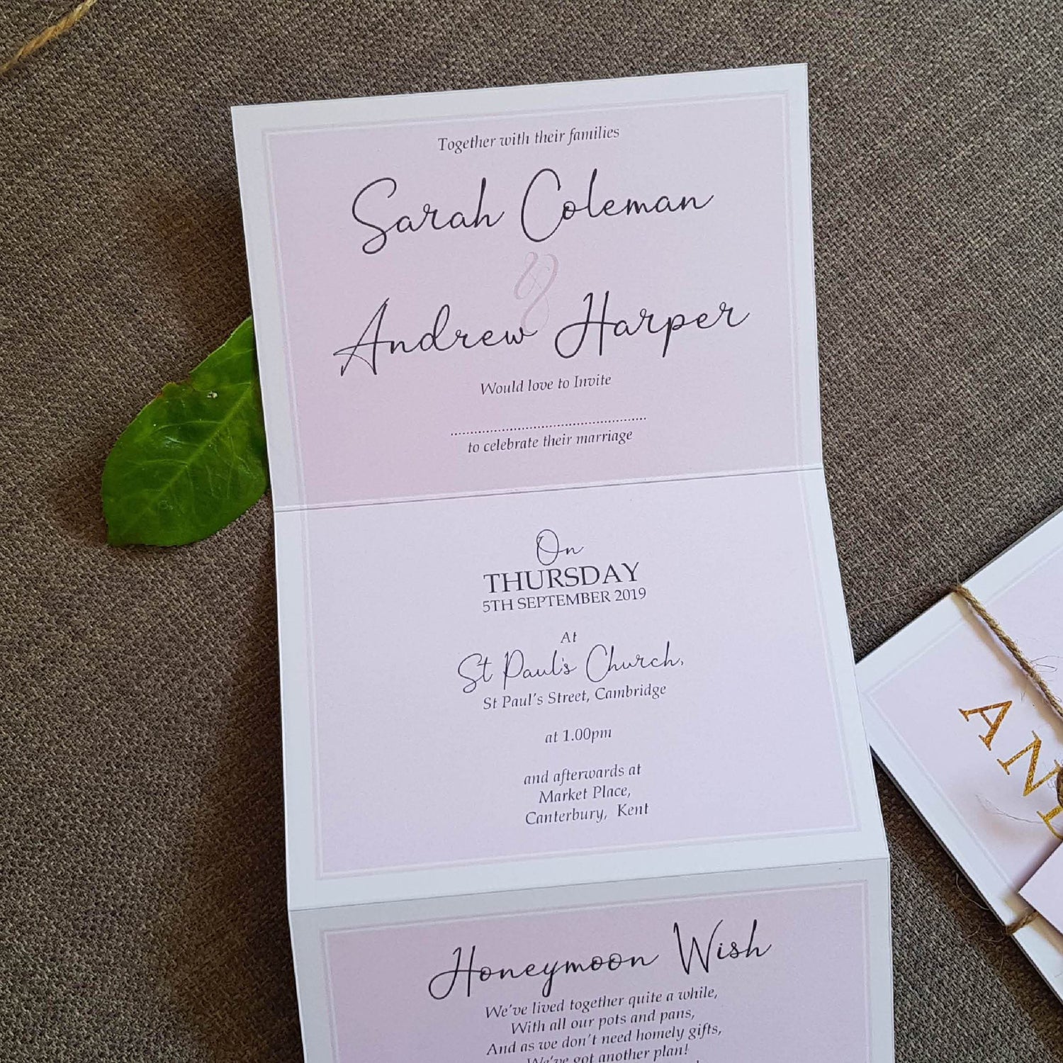 Blush French Script Wedding Invitations