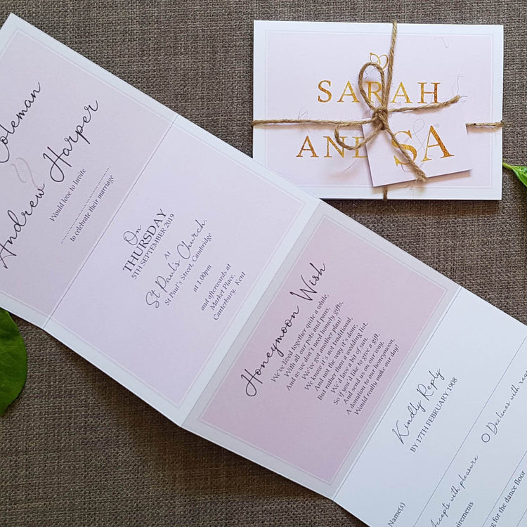 Blush French Script Wedding Invitations
