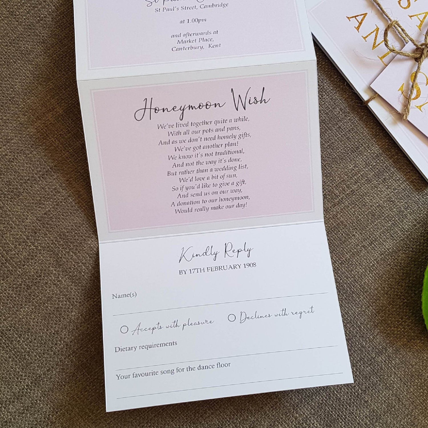 Blush French Script Wedding Invitations