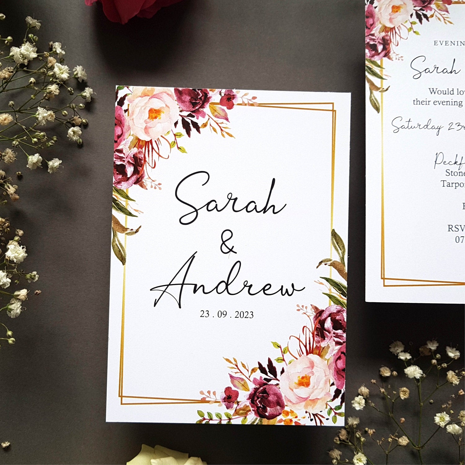 Blush Gold Evening Wedding Invitation