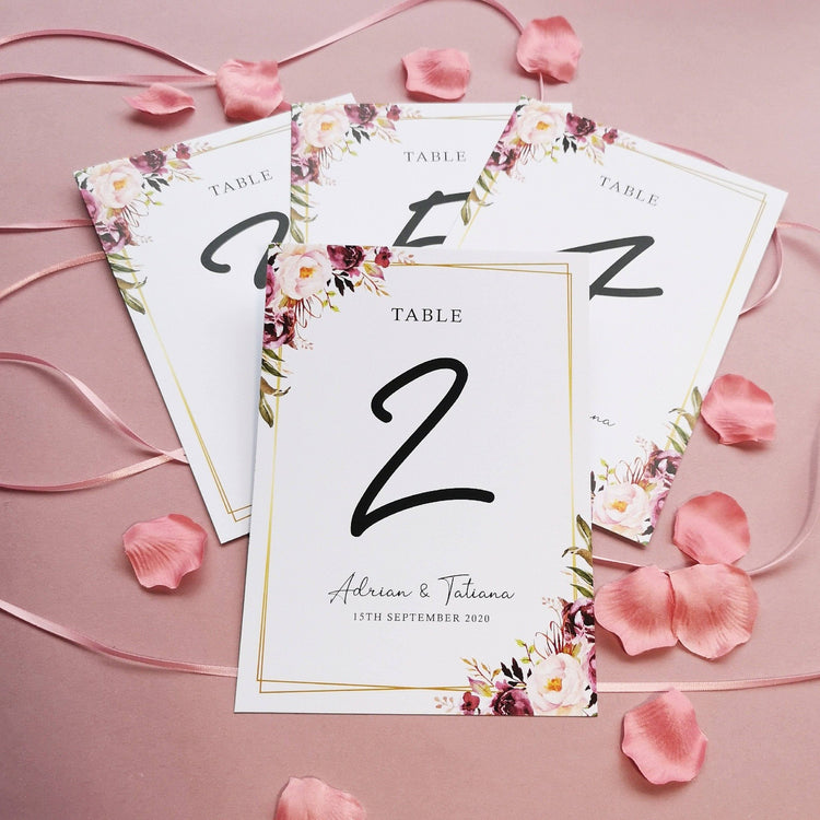 Blush Gold Table Numbers or Names