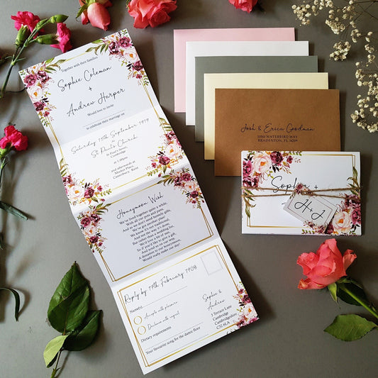 Blush Gold Wedding Invitation Sample