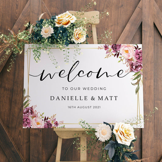 Blush Gold Wedding Welcome Sign