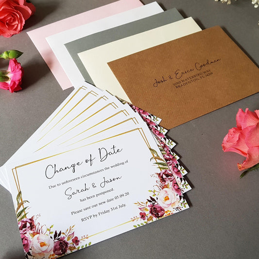 Blush Gold change of date cards