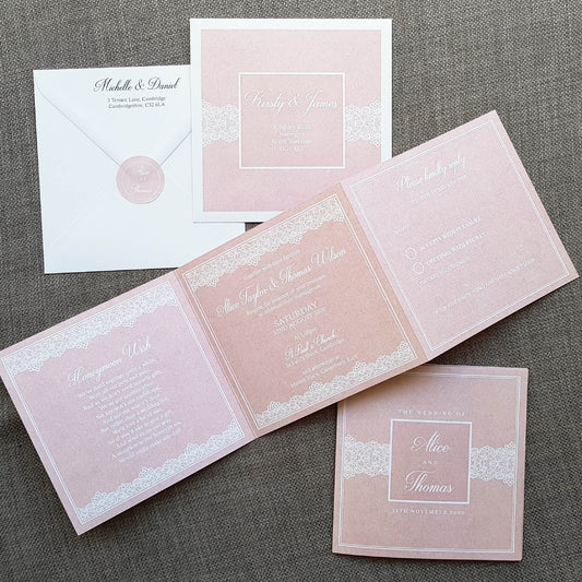 Blush Lace Wedding Invitations