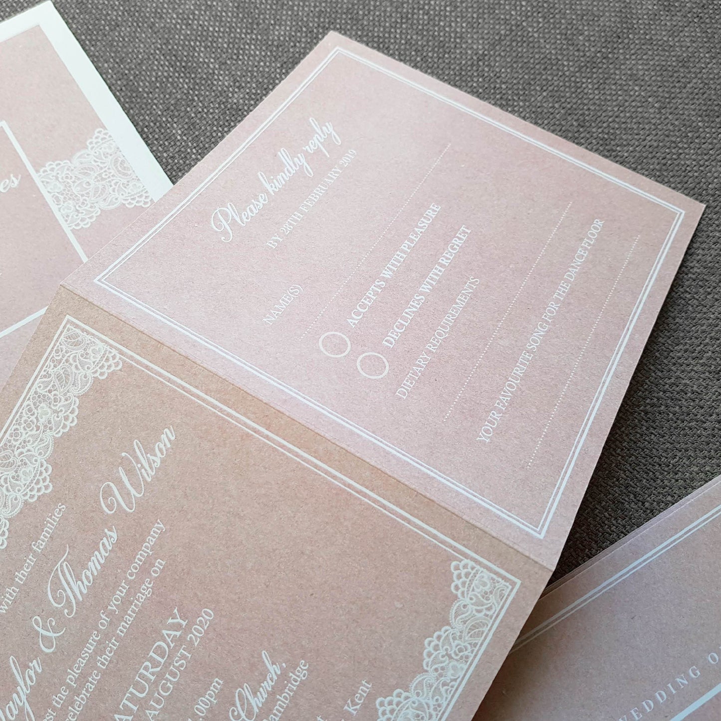 Blush Lace Wedding Invitations