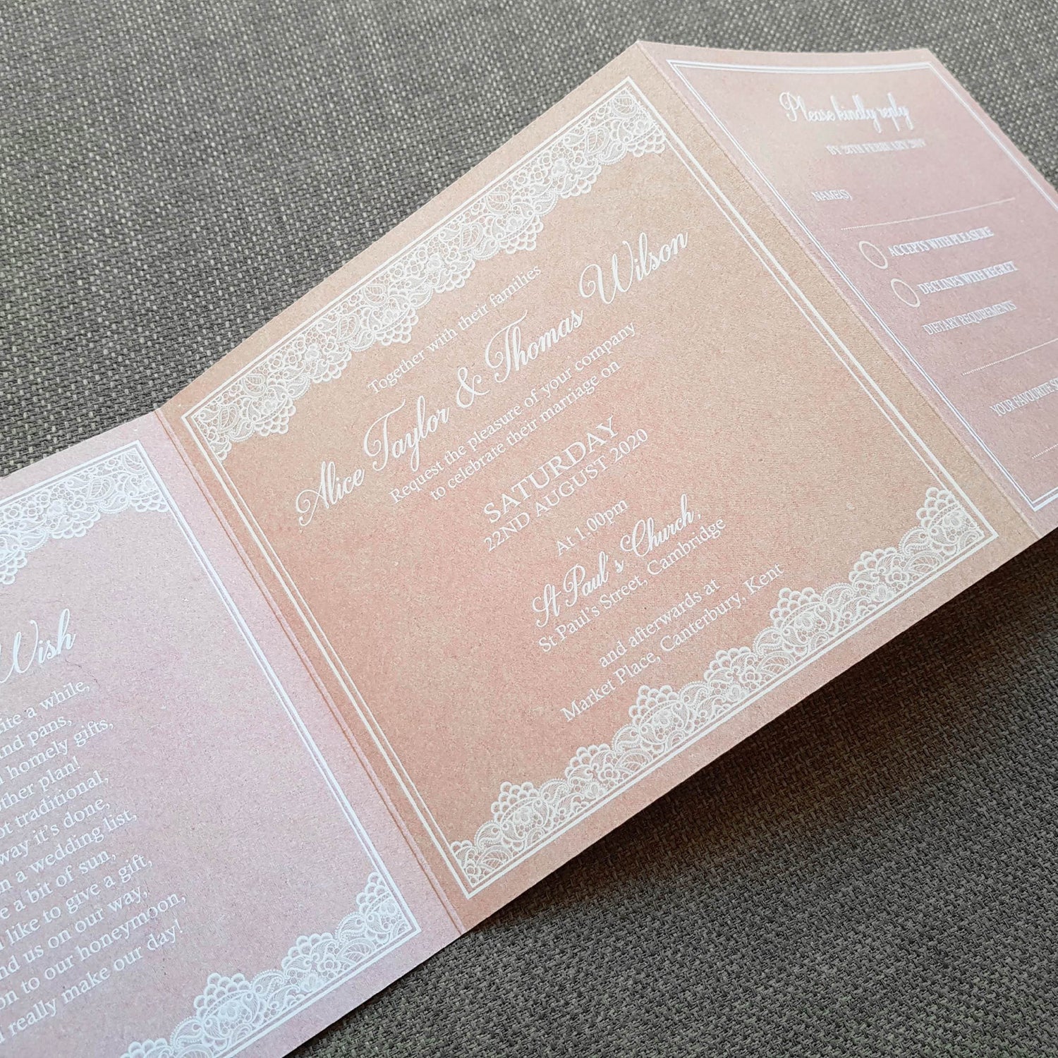 Blush Lace Wedding Invitations