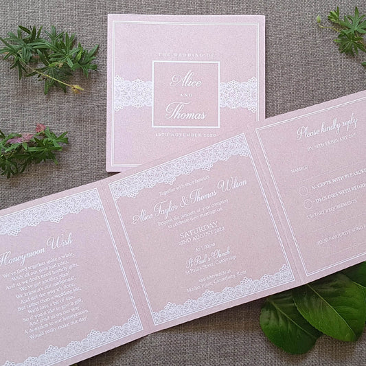 Blush Lace Wedding Invitations