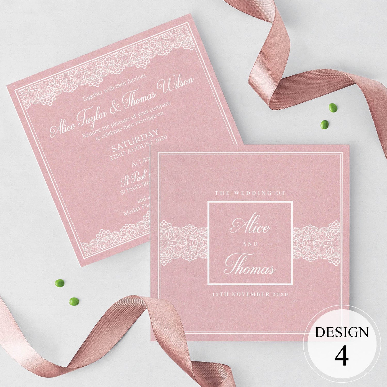 Blush Lace Wedding Invitations