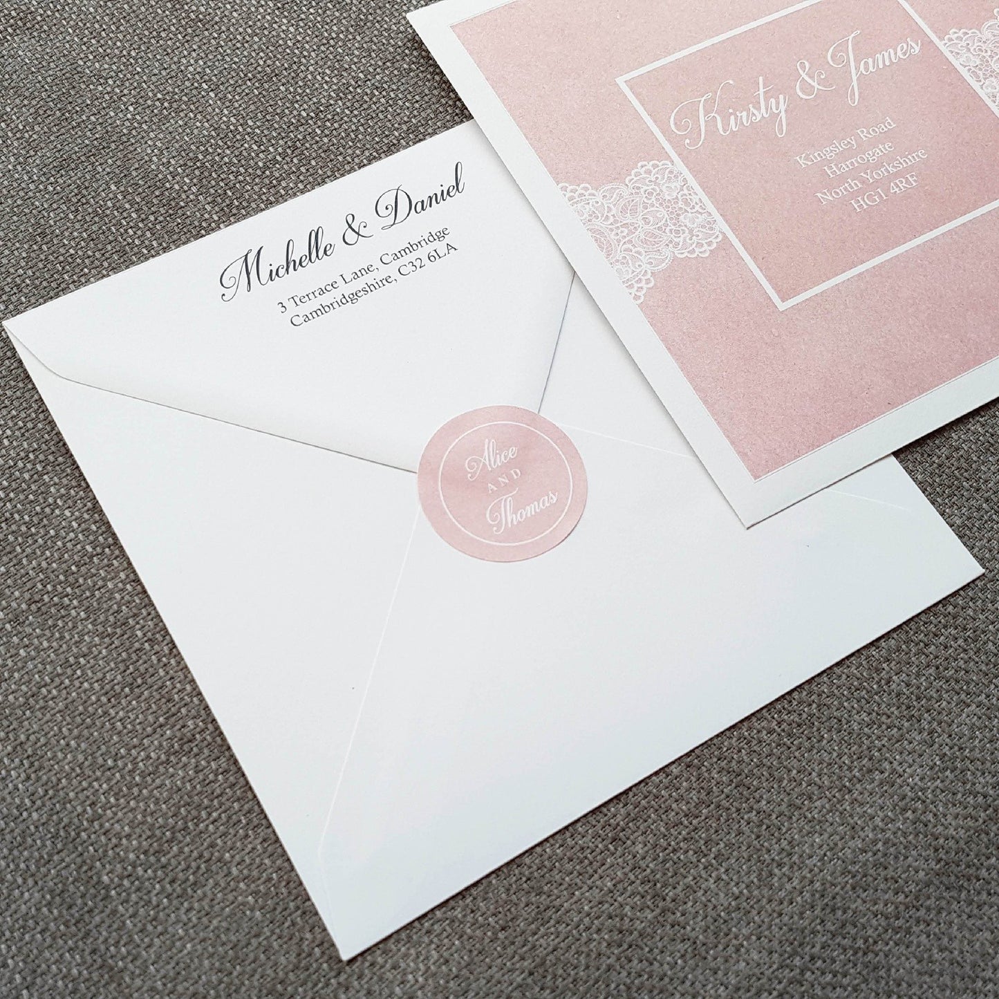 Blush Lace Wedding Invitations