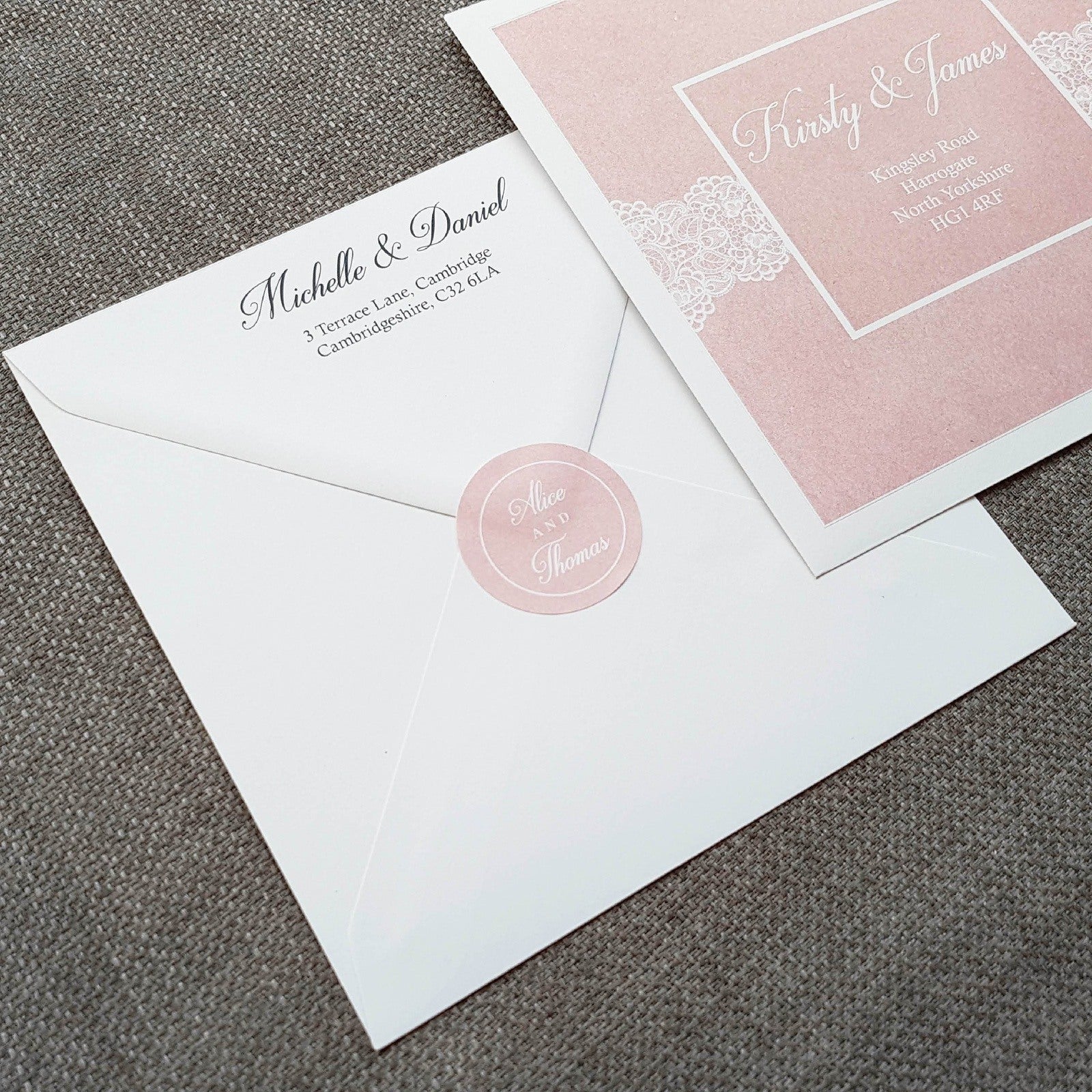 Blush Lace Wedding Invitations