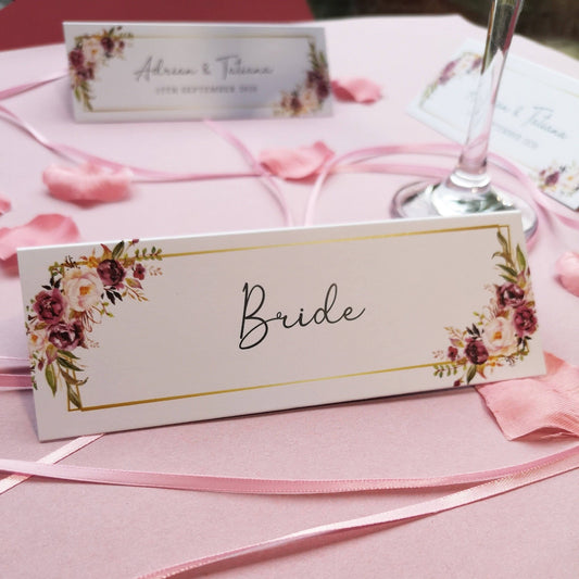 Blush gold place cards