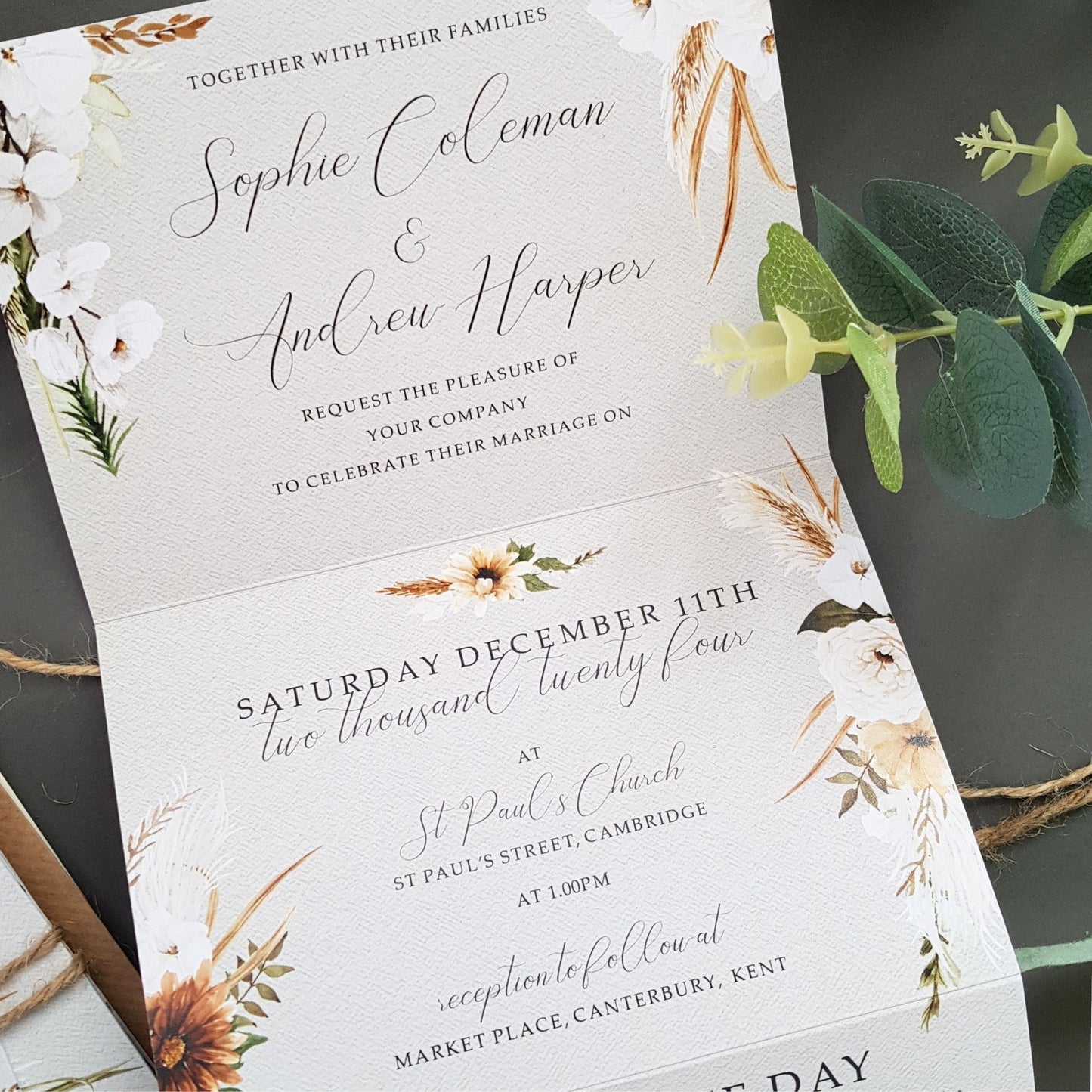 Boho Floral Wedding Invitation - Bohemian