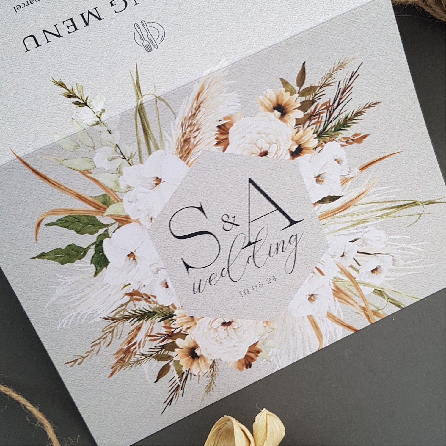 Boho Floral Wedding Invitation - Bohemian Sample