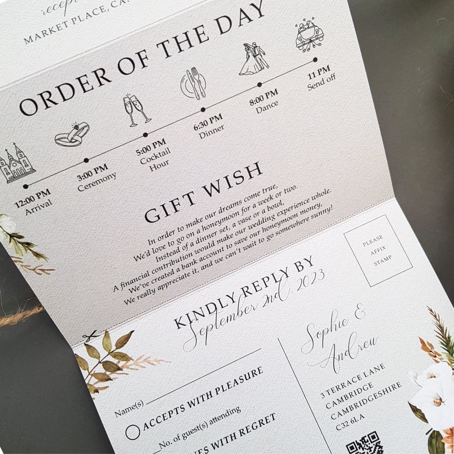 Boho Floral Wedding Invitation - Bohemian Sample
