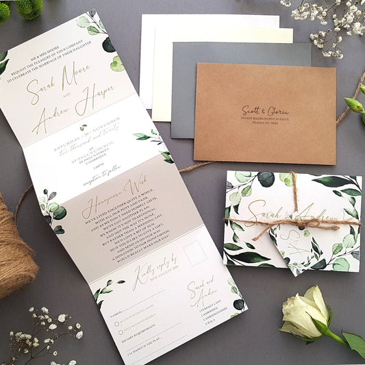 Botanical Concertina Wedding Invitations