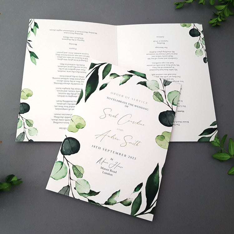 Botanical Wedding Order of Service