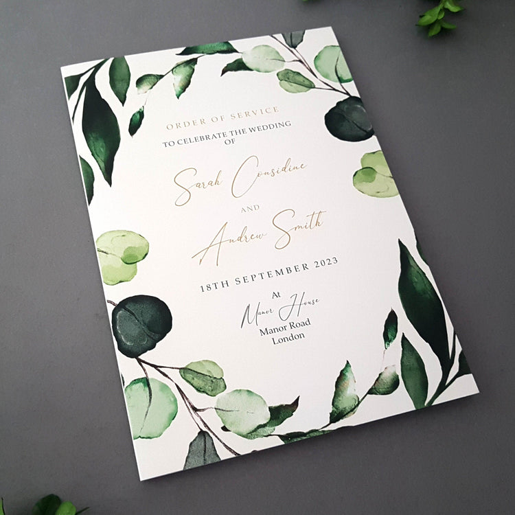 Botanical Wedding Order of Service