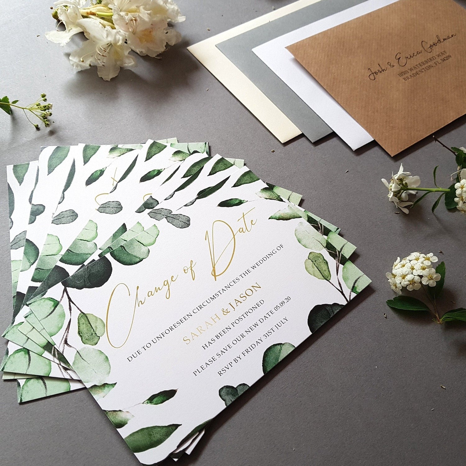 Botanical change of date cards
