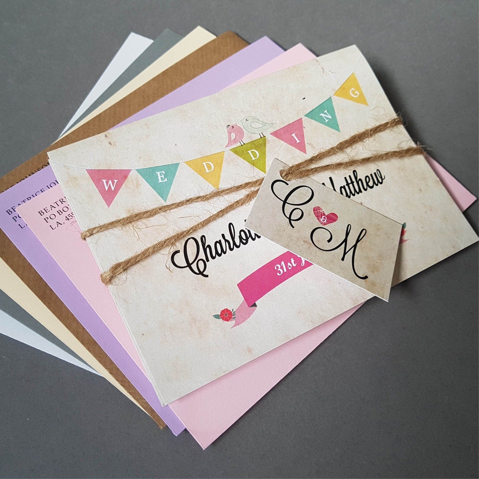 Bunting Wedding Invitation Sample