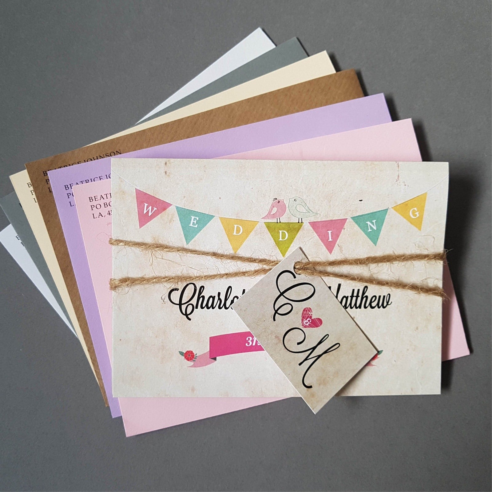 Bunting Wedding Invitation Sample