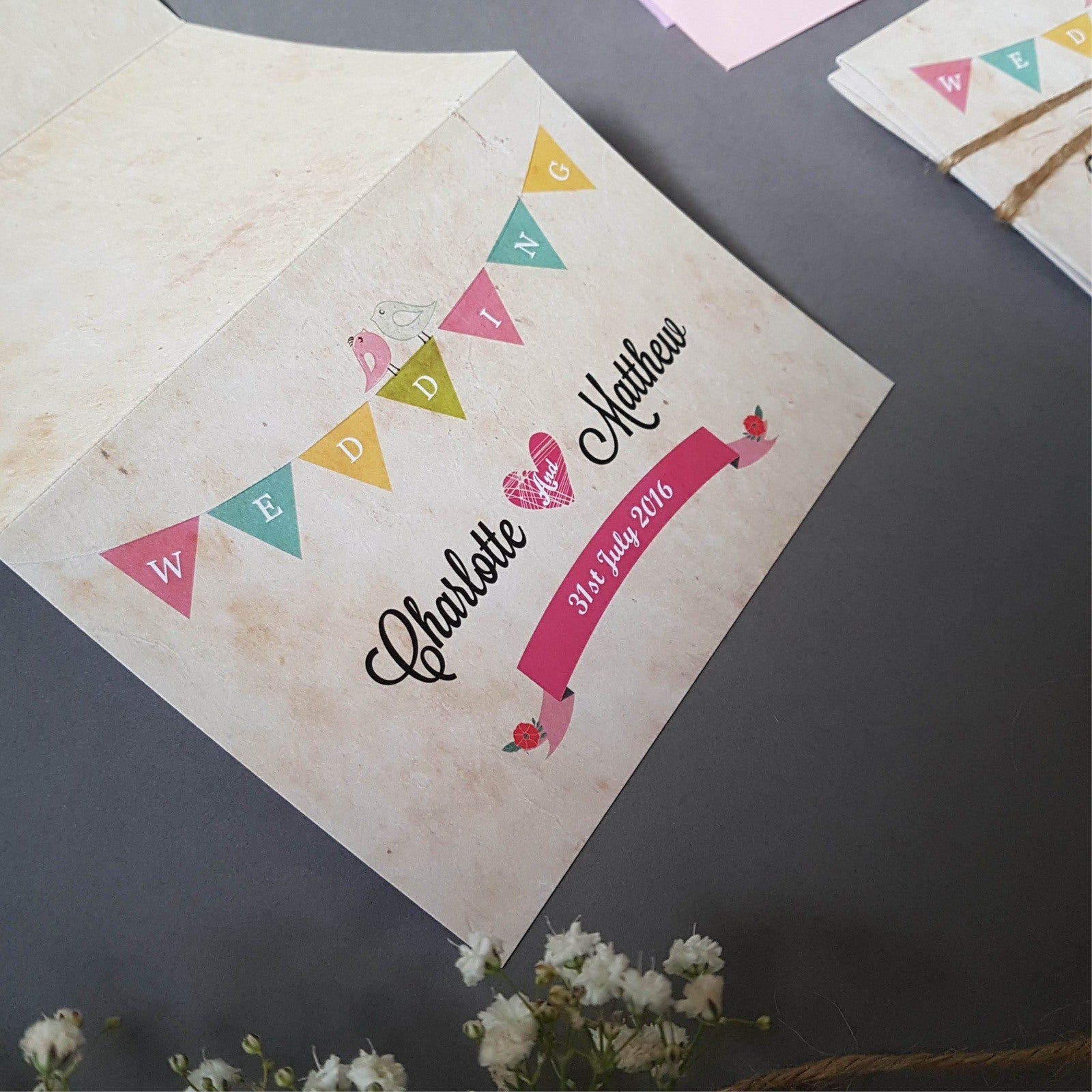 Bunting Wedding Invitation Sample