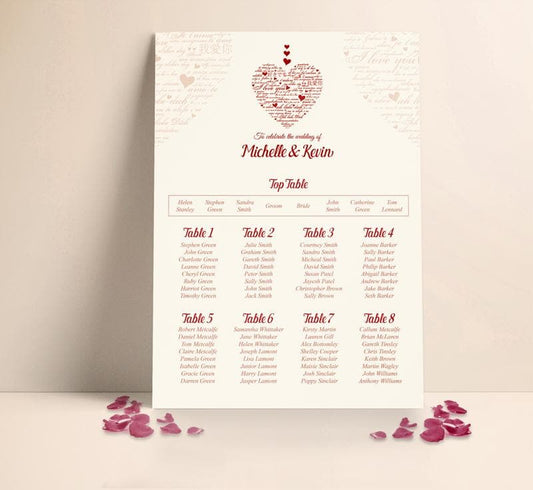 Burgundy Love Wedding Table plan Seating Planner