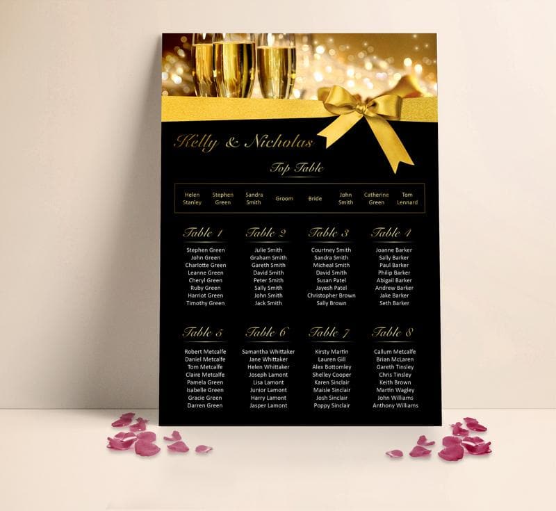 Champagne and Gold Wedding Table plan Seating Planner