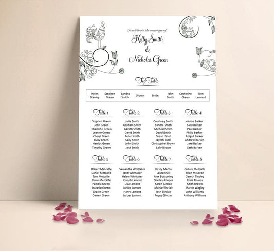 Classic Bird Wedding Table plan Seating Planner