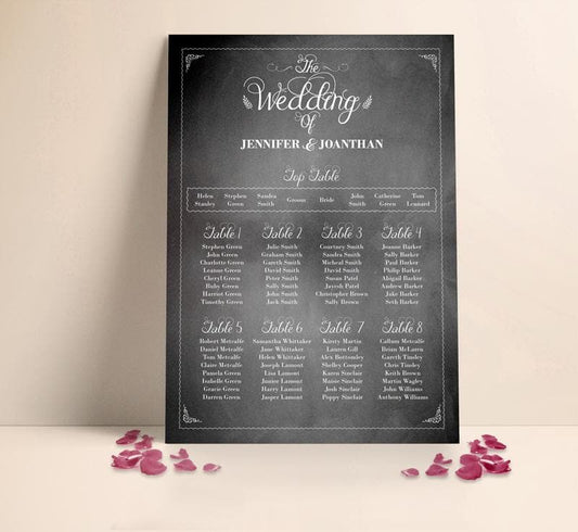 Classic Chalkboard Wedding Table plan Seating Planner