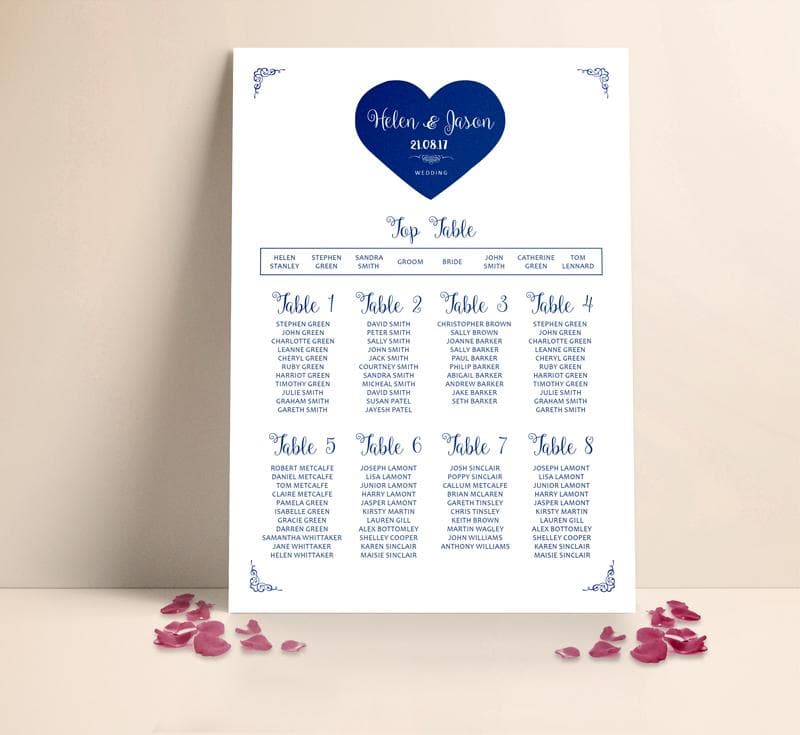 Classic Heart Wedding Table plan Seating Planner