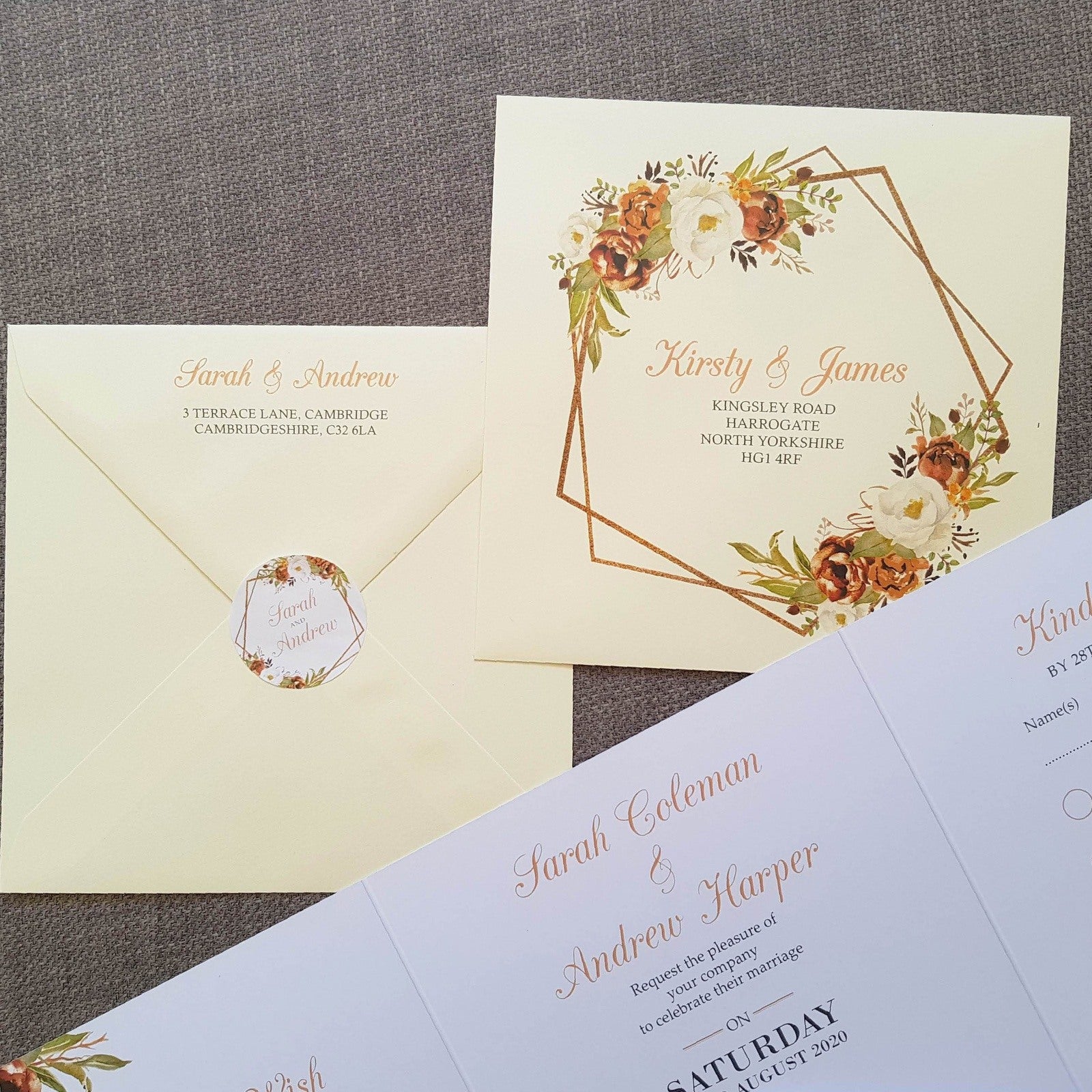 Copper Trifold Wedding Invitations